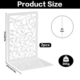 1 Pair Decorative Book Ends for Shelves, Metal Bookends for Shelves Quirky, Tree White Heavy Duty Book Dividers Stopper Holder Supports Non-Slip for Home Library Organizer