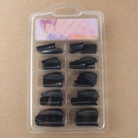 100 Pcs Black DIY Acrylic Gel French Nail Art Colored French Tips False Nail Tips False Nails and Accessories Nail Tips