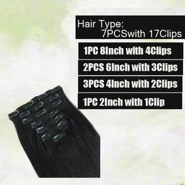 Yaki Straight Clip Ins Black Hair Extensions Clip in Extensions For Black Women Yaki Straight Curly Remy Real Hair Clip in Human Hair Extensions 7PCS/Set 16Inch 120Gram