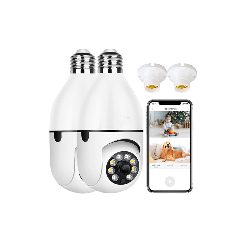 2PCS C?mara de Seguridad, Hd 1080P C?mara de Seguridad Inal?mbrica