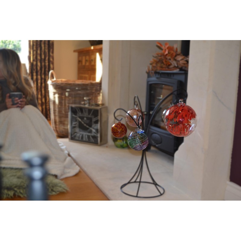 Hanging Glass Friendship Ball, 8cm, Ruby, Orange