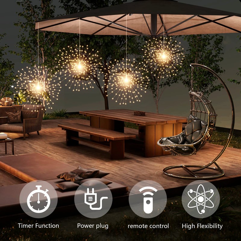 PXBNIUYA 4 Pack 800 LED Plug in Starburst Sphere Lights,Firework