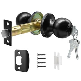 TPard - Pomo de puerta de entrada con llave de 5 pulgadas con cerradura y llave, juego de pomos para puertas de bola de entrada de interf...