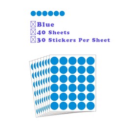 Hcode 1 Inch Color Coding Labels - Garage Sale Stickers, Blank Yard Sale Dots - 1200 Pcs (Blue)
