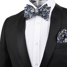 Alizeal - Juego de 2 pajaritas florales de alta calidad para hombre, 091-azul marino+amarillo, Talla única