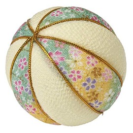 Tokyodo Decoration Material Chiffon Flower Ball 8cm Yellow/Flower Pattern Φ8cm ZE000013-004