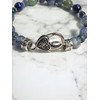 Kyanite Natural Crystal Memory wire Bangle Bracelet with Heart Clasl
