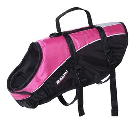 Baltic Mascot Velcro Fastening Pet Buoyancy Aid with Strap - Pink/Black, Medium 8-15 Kg