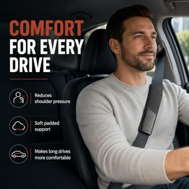 2 Pack Car Seat Belt Cover Pads - Comfortable Faux Leather Cushions
