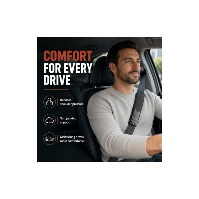 2 Pack Car Seat Belt Cover Pads - Comfortable Faux