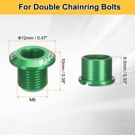 HARFINGTON 5pcs Double Chain Ring Bolts M8 Aluminum Alloy Bicycle Crankset Nuts Chainwheel Screws for Road Bike Mountain Bike, Green