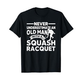 Squash Giocatore Vecchio Uomo Con Squash Racchetta Squash Maglietta