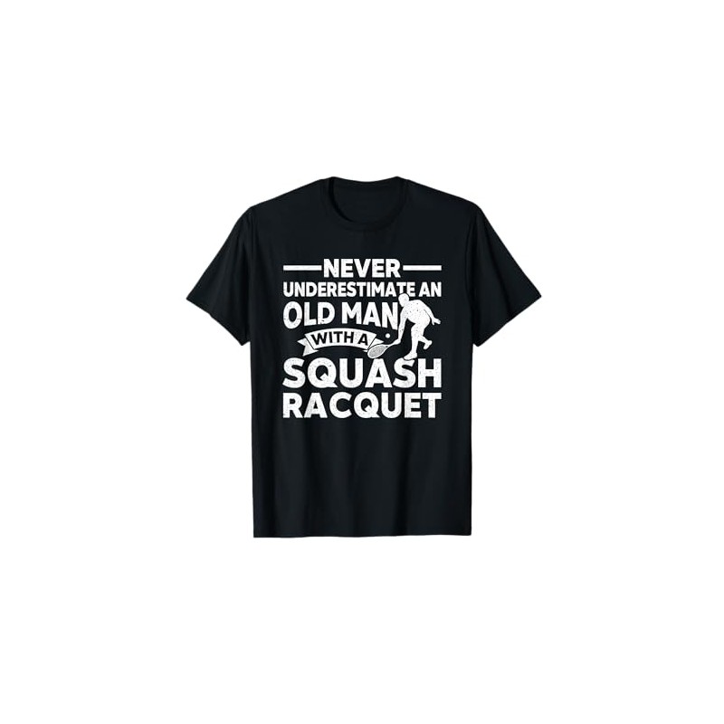 Squash Giocatore Vecchio Uomo Con Squash Racchetta Squash Maglietta