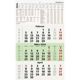 3-Month Calendar Recycled 2024 - 29.7 x 48.8 cm - with Headboard and Date Slider - Blue Angel - Multimonth Planner - 956-0700