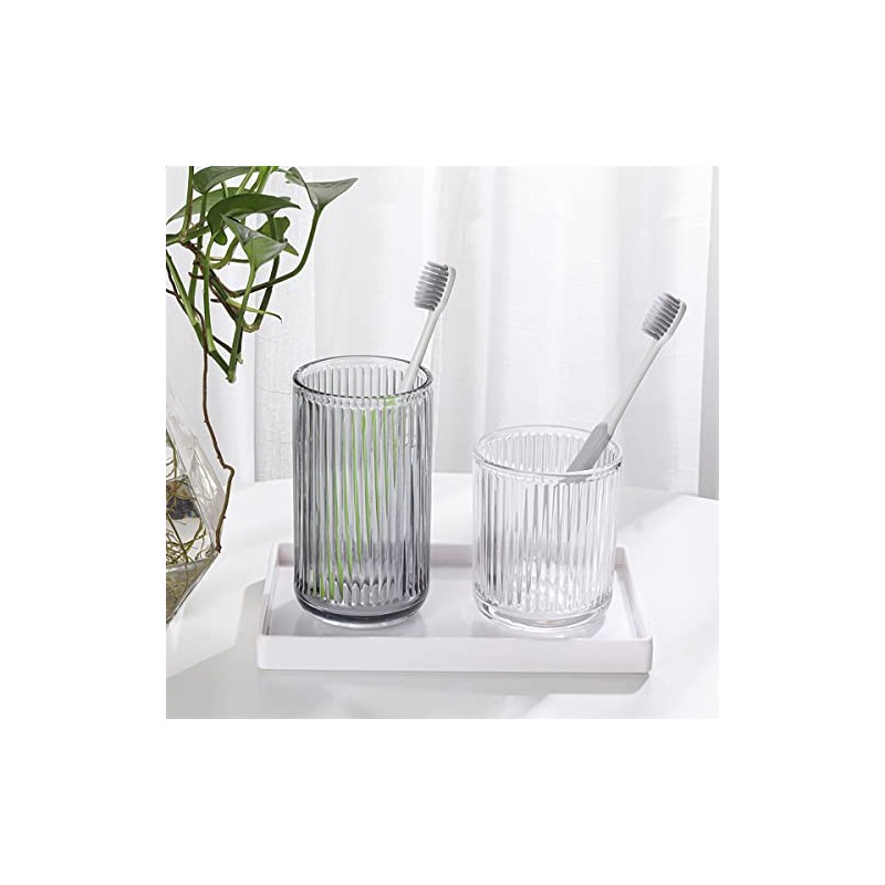 Gaolinci 2 Pcs Glass Tumbler Cup,Toothbrush Holder, Bathroom Cups, 10