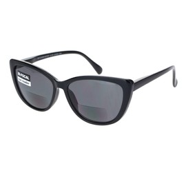 PASTL Bifocal Reading Sunglasses Small Magnified Square Womens Cateye Black +1.75