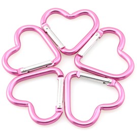 Lind Kitchen Heart Snap Hook 10pcs Heart-Shaped Aluminum Clip Key Holder For Camping Fishing Hiking Traveling and Sports Keychain Clip (Rose Hermosa)