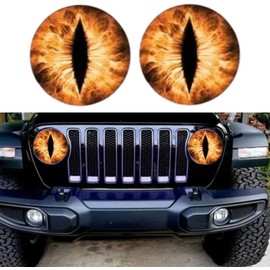 Headlight Decals1 Pair, Eye Decals for Headlights Eyes Headlight Decal Stickers, Funny Round Eye Decal Decal Decoration (Yellow, One Size)