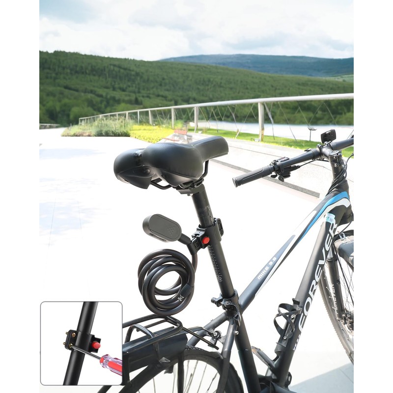 Fingerprint Bike Cable Lock, eLinkSmart 59'' Waterproof Heavy Duty Electric