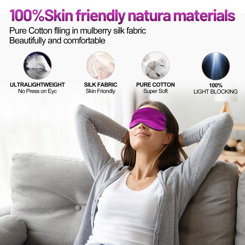 Sleep Mask, Silk Eye Mask for Sleeping with Adjustable Strap,