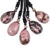 mookaitedecor Natural Rhodonite Crystal Water Drop Pendant Necklace for Women