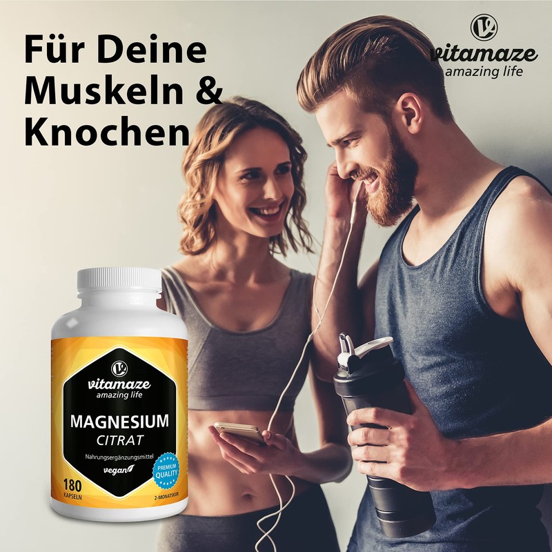 Magnesium Citrate Capsules High Strength & Vegan, 2250 mg of