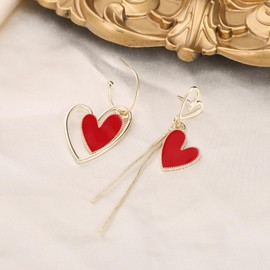 EVER FAITH Asymmetric Earrings Heart Drop Earrings Heart Mismatched Earrings Rose Gold Tone, Crystal