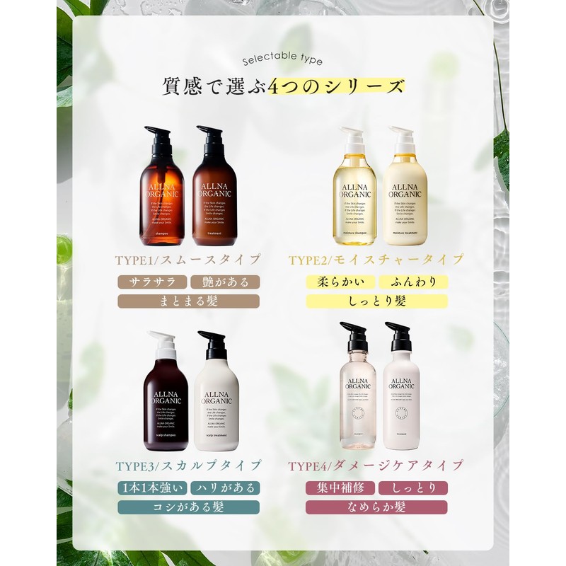 Allna Organic Shampoo and Conditioner Set, Each 400ml, Refill, Additive-Free,