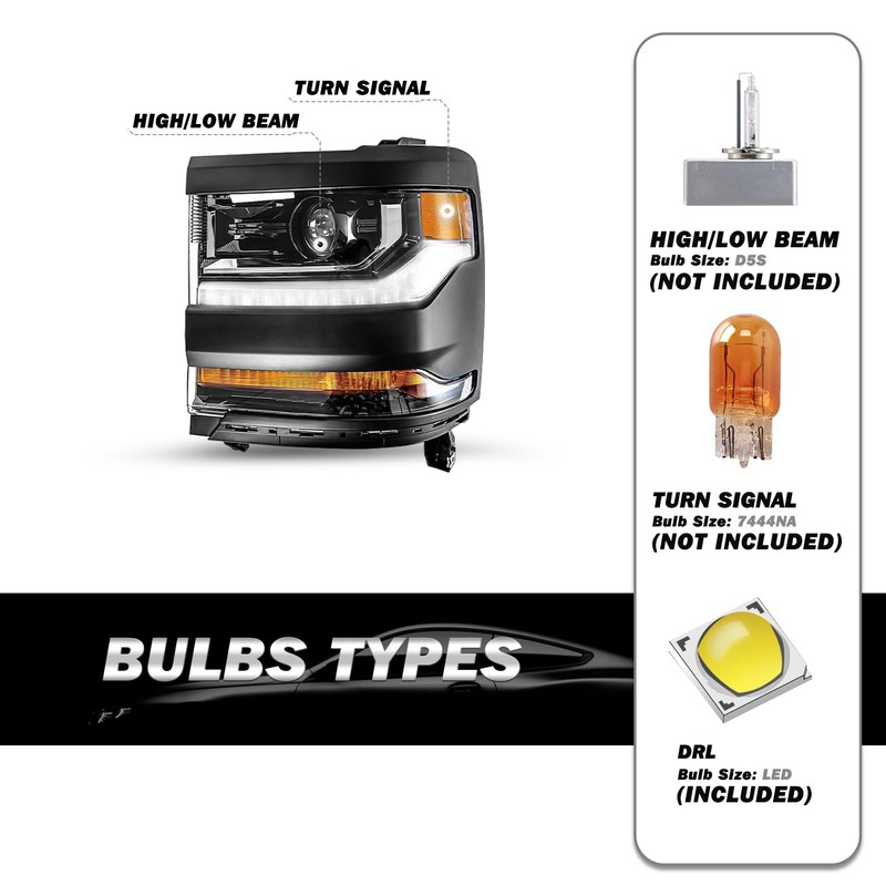 SOCKIR HID/Xenon Headlight Assembl Fit for 2016 2017 2018 Chevy