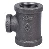 PlumberStop - 1/2 X 1/4 BLACK TEE, Black Iron Malleable Pipe Fittings, Steel For Heating Industrial Residential Commerical Plumbing