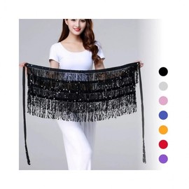 LuminaD Hip Scarf for Belly Dance, Zumba, and Line Dance Wrap Skirt Blue