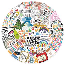 50Pcs Cartoon ABA Stickers for Kids, Applied Behaviour Analysis Vinyl Waterproof Sticker for People Who Care About Children with Autism Water Bottle,Journaling Party Supply Decor for Teens Adults