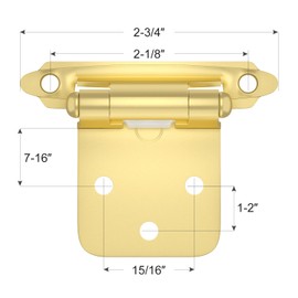 1/2" Overlay Self Closing Cabinet Hinges for Kitchen Cabinet Door, 50 Pack 25 Pairs Semi-Concealed Face Mount Cupboard Self-Closing Cabinet Hinges with Upgraded Screws (50, Gold)
