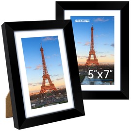 FIXSMITH 5x7 Picture Frame, Black Photo Frame with HD Plexiglass, Display Pictures 4x6 with Mat or 5x7 Without Mat Multi Picture Frames Collage for Tabletop or Wall Display, 2 Pack