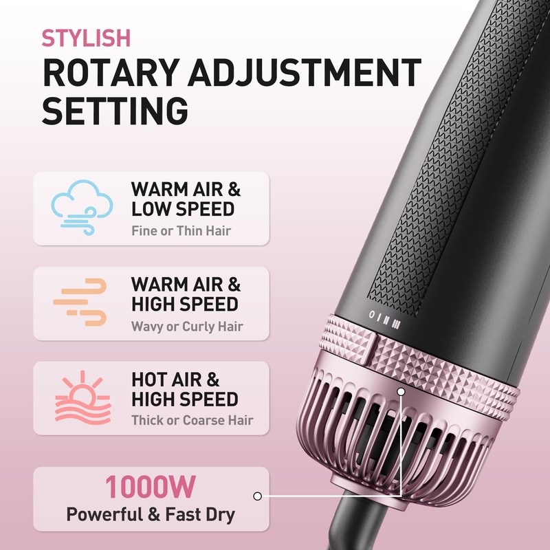 Tresses Touch 3-in-1 Hair Dryer Brush Blow Dryer with Interchangeable