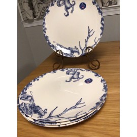 Royal Stafford New Set of 4 Royal Stafford Ocean Blue Coastal Squid Lobster 11" Dinner Plates