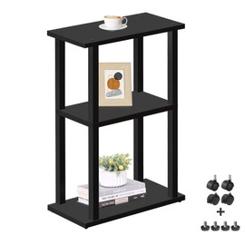 TUTOTAK Small Side Table, Narrow End Table, Bedside Table, Couch Side Table with Wheels for Living Room or Bedroom, Black TB01BK061