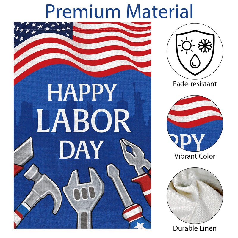 Wodison Happy Labor Day Garden Flag 12 x 18 Inch