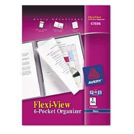 Avery 47696 Flexi-View 6-Pocket Organizer, 150 Sheet Cap, 8.5x11, Navy, 1/EA