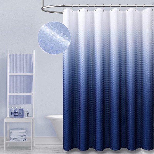 Dynamene 78 Inches Long Shower Curtain - Navy Blue Ombre