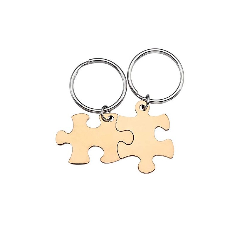 Puzzle Partner Keyring with Engraving of Your Desired Set of