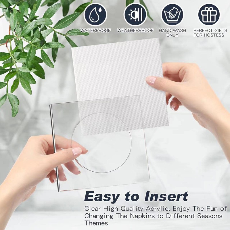 Weecent 8 Pack Acrylic Coasters DIY Cocktail Napkin Holder Clear