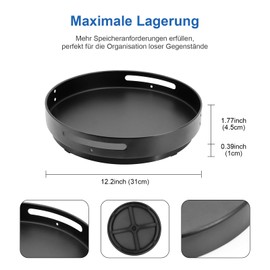 Turntable Spice Rack, 31 cm Rotating Spice Rack Organiser Turntable, Lazy Susans Rotating Tray Made of Metal, Turntable Organiser for Cupboard, Worktop, Cabinet, Table in Kitchen, Pantry