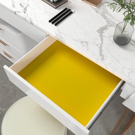 CHIHUT Yellow Soft Felt Velvet Fabric Roll 12”x100” Self Adhesive Velvet Flocking Liner for Jewelry Drawer Thick Felt Drawer Liner for Bedroom Dresser Velvet Wallpaper Peel and Stick for Art Crafts