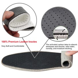 Bellcon Leather Insoles for Men Black Leather Inserts for Men Boots Nonslip Shoe Pads for Flats Comfort Thick Cushioning Shoe Liners for Odor Eater and Sweat Absorbing(3 Pairs/Mens US 12-12.5)