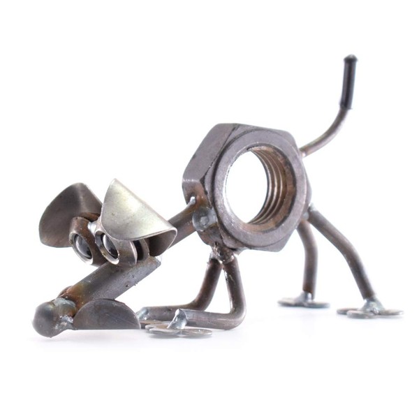 Scout The Sniffing Dog Reclaimed Metal Desk Pet, 6",American Made