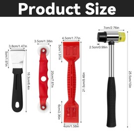 GIONAR 4PCS Window Glazing Tool Kit - Heavy-Duty Glazing Hammer, Glazing Shovel, Paddle & Red Window Roller for Efficient Window Fitting, Bead Removal & Deglazing - Complete Glazing Tools Set