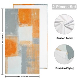 PATINISA Orange Grey Hand Towels for Bathroom Set of 2 Gray White Graffiti Abstract Modern Painting Soft Absorbent Kitchen Dish Towels Decorative Bathroom Towels for Face,Hair,Guest,Gym,Spa 14"x28"