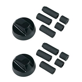 MEISO Pack of 2 Universal Black Knobs & Switches for Ovens and Cookers with 10 Adapters, Diameter 42 mm for All Types of Oven, Hob & Hob