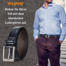 WHIPPY Men's Leather Belt Classic Denim Belt for Men 38 mm Wide, blue